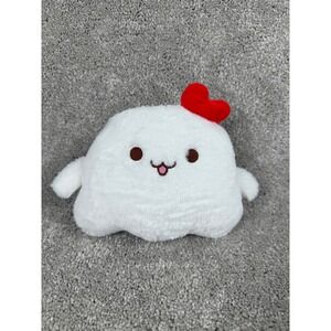 Cute White Ghost Plush Toy Red Heart Hat Kawaii Stuffed Animal